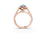 Rose gold Fancy Blue Marquise  Halo Solitaire Diamond Ring with Pave Band and Bezel Setting_52