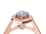 Rose gold Fancy Blue Marquise  Halo Solitaire Diamond Ring with Pave Band and Bezel Setting_53