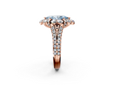Rose gold Fancy Blue Marquise  Halo Split Shank Diamond Engagement Ring with Pave Band and Four-Prong Setting_56