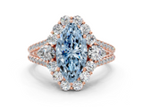 Rose gold Fancy Blue Marquise  Halo Split Shank Diamond Engagement Ring with Prong Setting_20