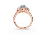 Rose gold Fancy Blue Marquise  Halo Split Shank Diamond Engagement Ring with Prong Setting_23