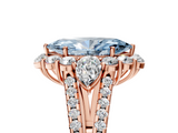 Rose gold Fancy Blue Marquise  Halo Split Shank Diamond Engagement Ring with Prong Setting_25