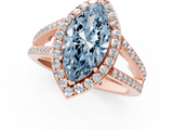 Rose gold Fancy Blue Marquise  Halo Split Shank Diamond Ring with Four-Prong Setting_33
