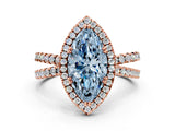 Rose gold Fancy Blue Marquise  Halo Split Shank Diamond Ring with Pavé Setting_26