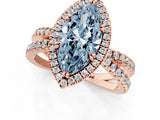 Rose gold Fancy Blue Marquise  Halo Split Shank Diamond Ring with Pavé Setting_27