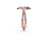 Rose gold Fancy Blue Marquise  Halo Split Shank Diamond Ring with Pavé Setting_28