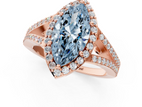Rose gold Fancy Blue Marquise  Halo Split Shank Diamond Ring with Prong Setting_21