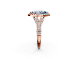Rose gold Fancy Blue Marquise  Halo Split Shank Diamond Ring with Prong Setting_22