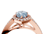 Rose gold Fancy Blue Marquise  Halo Split Shank Diamond Ring with Prong Setting_24