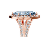 Rose gold Fancy Blue Marquise  Halo Split Shank Diamond Ring with Prong Setting_25