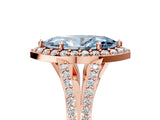 Rose gold Fancy Blue Marquise  Halo Split Shank Pave Diamond Ring with Four-Prong Setting_54