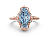 Rose gold Fancy Blue Marquise  Halo Split Shank Pave Diamond Ring with Petal Prong Setting_20
