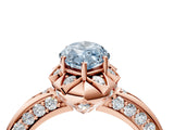 Rose gold Fancy Blue Marquise  Halo Split Shank Pave Diamond Ring with Petal Prong Setting_24