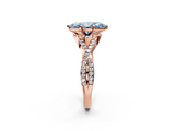 Rose gold Fancy Blue Marquise  Halo Twist Band Solitaire Prong Setting Ring_81