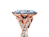Rose gold Fancy Blue Marquise  Halo Twist Band Solitaire Prong Setting Ring_84