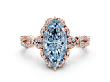 Rose gold Fancy Blue Marquise  Halo Twist Band Solitaire Ring with Six-Prong Setting_32