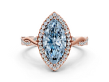 Rose gold Fancy Blue Marquise  Halo Twist Band Solitaire Ring_20