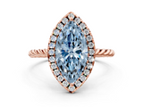 Rose gold Fancy Blue Marquise  Halo Twisted Band Four-Prong Diamond Ring_20