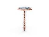 Rose gold Fancy Blue Marquise  Halo Twisted Band Four-Prong Diamond Ring_22