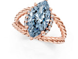 Rose gold Fancy Blue Marquise  Halo Twisted Band Four-Prong Ring_46