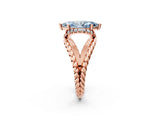 Rose gold Fancy Blue Marquise  Halo Twisted Band Four-Prong Ring_47