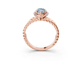 Rose gold Fancy Blue Marquise  Halo Twisted Band Four-Prong Ring_48