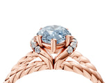Rose gold Fancy Blue Marquise  Halo Twisted Band Four-Prong Ring_49