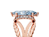 Rose gold Fancy Blue Marquise  Halo Twisted Band Four-Prong Ring_50