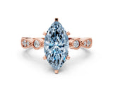 Rose gold Fancy Blue Marquise  Milgrain Bezel Diamond Engagement Ring with Solitaire Prong Setting_172