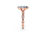 Rose gold Fancy Blue Marquise  Milgrain Bezel Diamond Engagement Ring with Solitaire Prong Setting_174