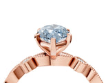 Rose gold Fancy Blue Marquise  Milgrain Bezel Diamond Engagement Ring with Solitaire Prong Setting_176