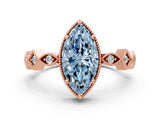 Rose gold Fancy Blue Marquise  Milgrain Marquise Diamond Twist Band Ring_63