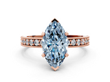 Rose gold Fancy Blue Marquise  Milgrain Pave Diamond Engagement Ring with Four-Prong Setting_167