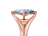 Rose gold Fancy Blue Marquise  Solitaire Beaded Band Six-Prong Setting_5