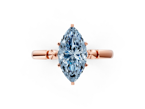 Rose gold Fancy Blue Marquise  Solitaire Beaded Band with Four-Prong Setting_24