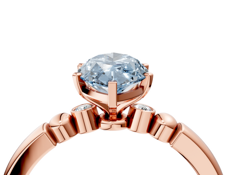 Rose gold Fancy Blue Marquise  Solitaire Beaded Band with Four-Prong Setting_28