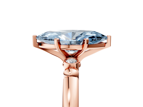 Rose gold Fancy Blue Marquise  Solitaire Beaded Band with Four-Prong Setting_29