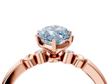 Rose gold Fancy Blue Marquise  Solitaire Beaded Band with Four-Prong Setting_68