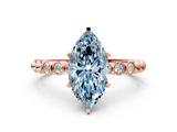 Rose gold Fancy Blue Marquise  Solitaire Bezel Accent Diamond Engagement Ring with Beaded Band and Four-Prong Setting_43