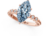 Rose gold Fancy Blue Marquise  Solitaire Bezel Accent Diamond Engagement Ring with Beaded Band and Four-Prong Setting_44