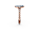 Rose gold Fancy Blue Marquise  Solitaire Bezel Accent Diamond Engagement Ring with Beaded Band and Four-Prong Setting_45