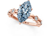 Rose gold Fancy Blue Marquise  Solitaire Bezel-Set Diamond Ring with Beaded Band and Four-Prong Setting_33