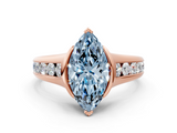 Rose gold Fancy Blue Marquise  Solitaire Bezel-Set Diamond Ring with Channel-Set Band_38
