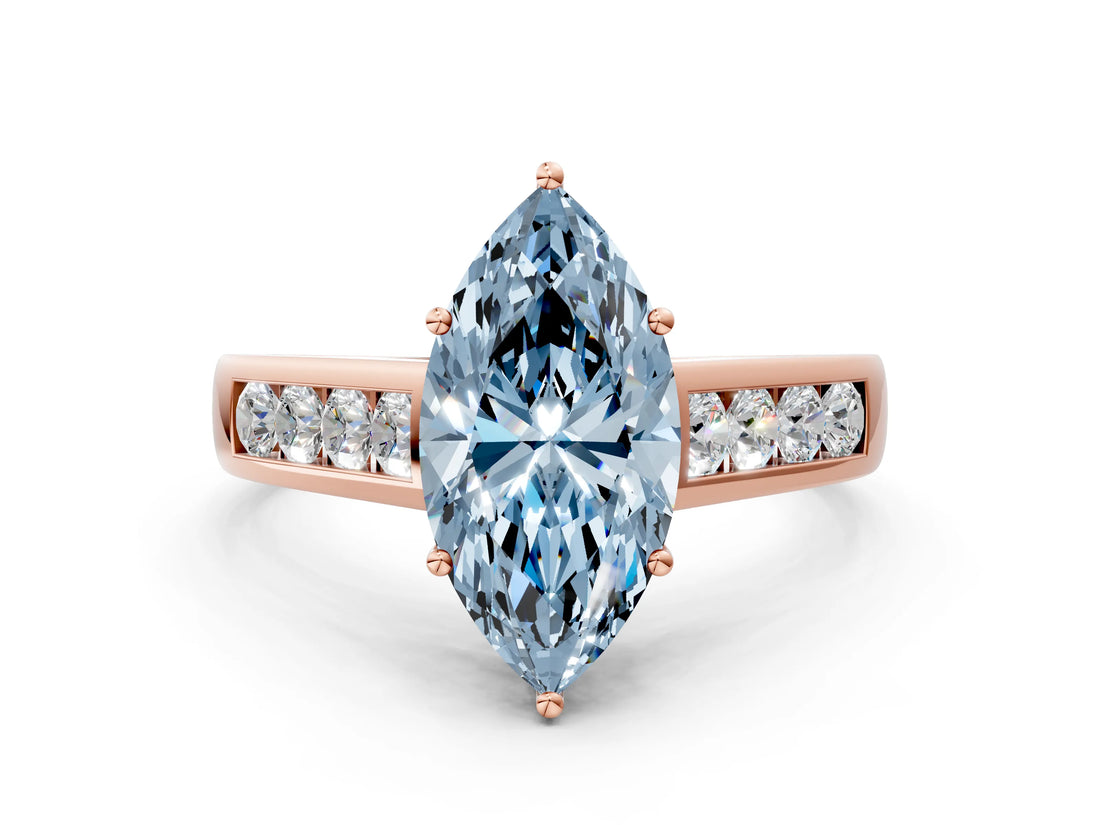 Rose gold Fancy Blue Marquise  Solitaire Channel-Set Diamond Engagement Ring with Four-Prong Setting_31