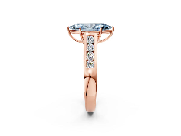 Rose gold Fancy Blue Marquise  Solitaire Channel-Set Diamond Engagement Ring with Four-Prong Setting