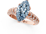 Rose gold Fancy Blue Marquise  Solitaire Chevron Pave Diamond Engagement Ring with Six-Prong Setting_4