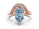 Rose gold Fancy Blue Marquise  Solitaire Diamond Engagement Ring with Pave Band and Four-Prong Setting 1