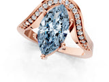 Rose gold Fancy Blue Marquise  Solitaire Diamond Engagement Ring with Pave Band and Four-Prong Setting 2