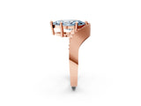 Rose gold Fancy Blue Marquise  Solitaire Diamond Engagement Ring with Pave Band and Four-Prong Setting 3