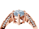 Rose gold Fancy Blue Marquise  Solitaire Diamond Engagement Ring with Pave Band and Four-Prong Setting 5